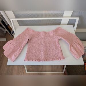 Pink Fitted Smocked Top